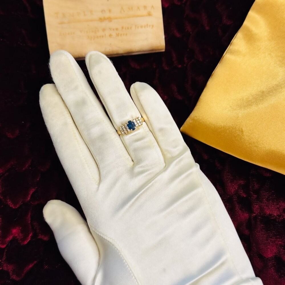 Vintage Effy 14K Gold Blue Sapphire Diamond Ring | Natural Sapphire Ring |Size 5 - Picture 8 of 16